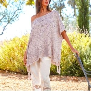 Johnny Was Ivory/Purple Sweater Poncho